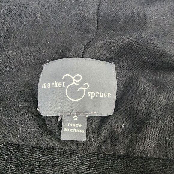 Market & Spruce Womens Wrap Cardigan Size Small Black Front Zip Hi Low Cowl Neck - Picture 7 of 8